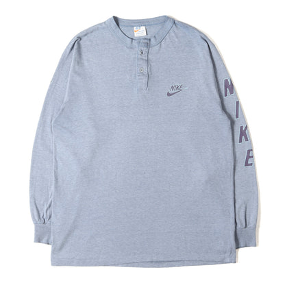 [希少 オレンジタグ] 70s 袖デカロゴ ヘンリーネック ロングスリーブ Tシャツ USA製