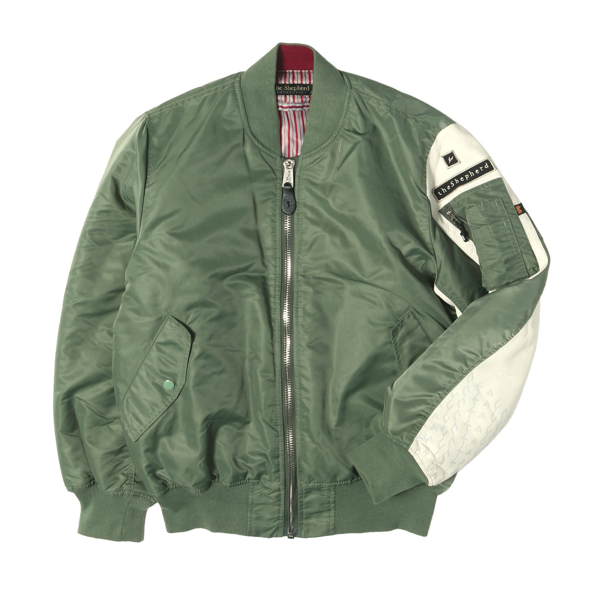 the Shepherd ×fragment design ×ALPHA 袖レザー MA-1 ボンバージャケット