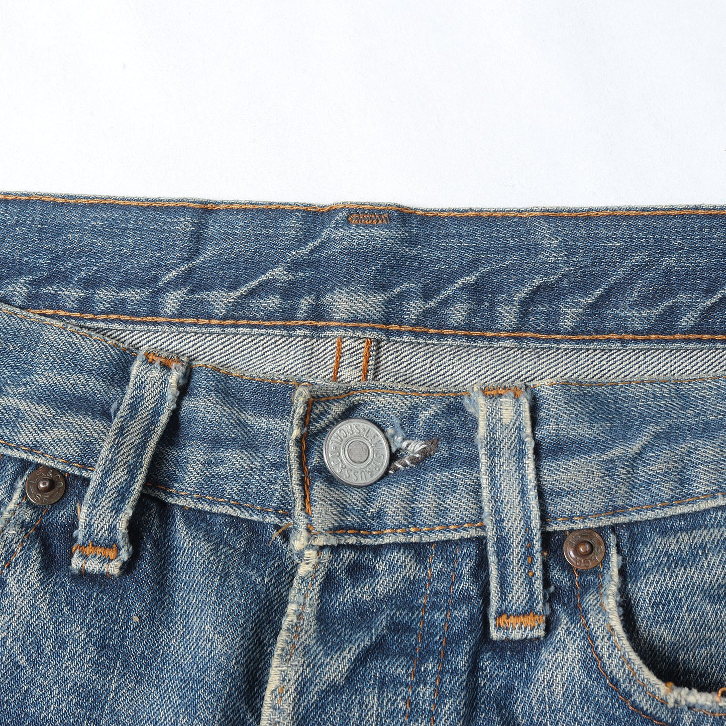 [雰囲気抜群 ヒゲあり] 70s 501 66前期 Big E デニムパンツ / USA製 ボタン裏刻印2