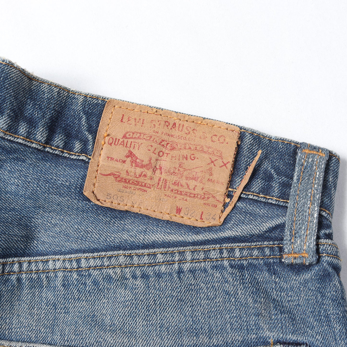 [雰囲気抜群 両耳付き] 70s 505-0217 66前期 Big E デニムパンツ / USA製 ボタン裏刻印5