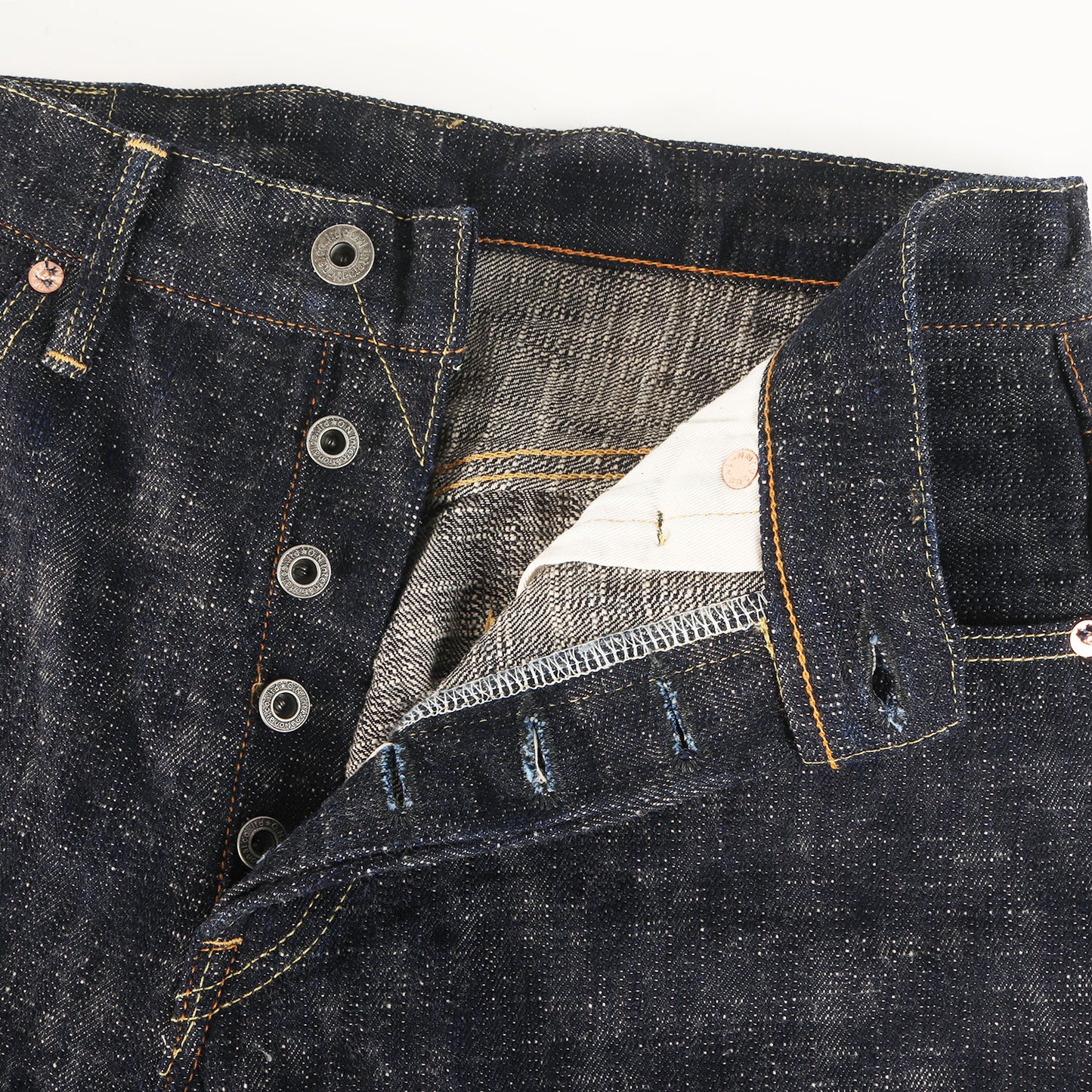 冬季限定 雪さらし加工 17oz 鬼絣 ジャストライト ストレート デニムパンツ (ONI270-Kasuri)