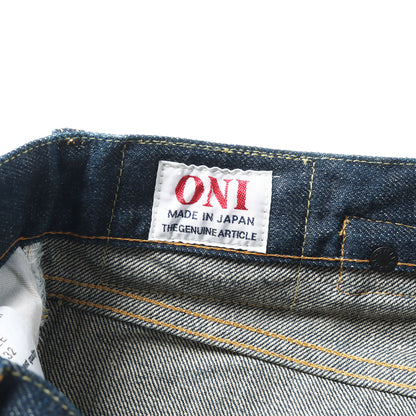 冬季限定 雪さらし加工 15oz 石川台 シンチバック ルーズストレート デニムパンツ (ONI-295 Ishikawadai)