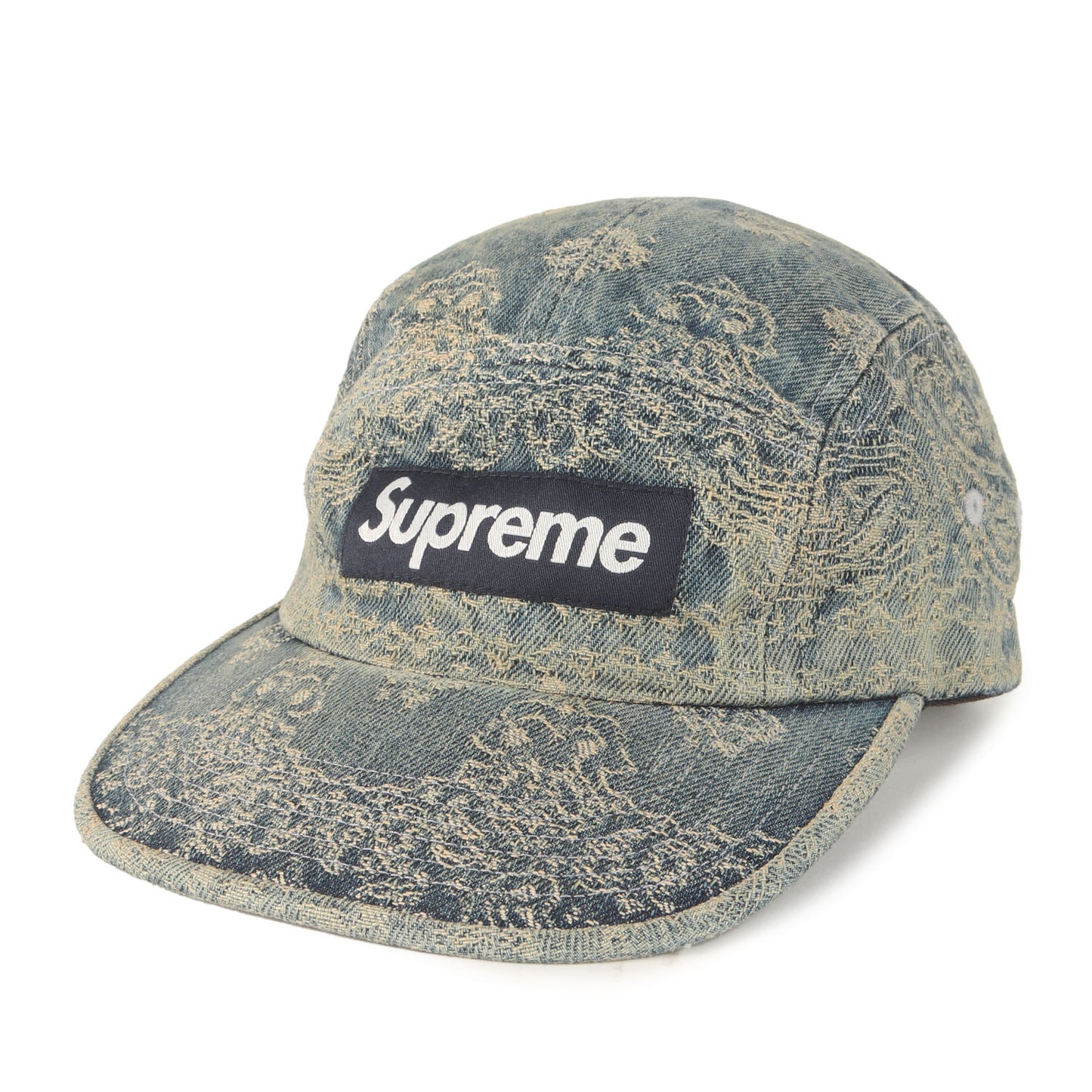 25SS バンダナ柄 ジャガード デニム BOXロゴ キャンプキャップ(Bandana Jacquard Denim Camp Cap)