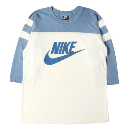 [希少 紺タグ] 80s スウッシュロゴ プリント 7分袖 フットボール Tシャツ USA製