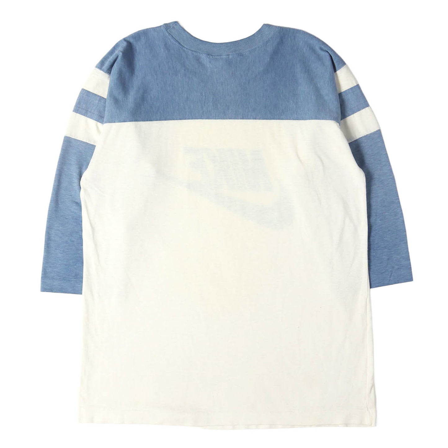 [希少 紺タグ] 80s スウッシュロゴ プリント 7分袖 フットボール Tシャツ USA製