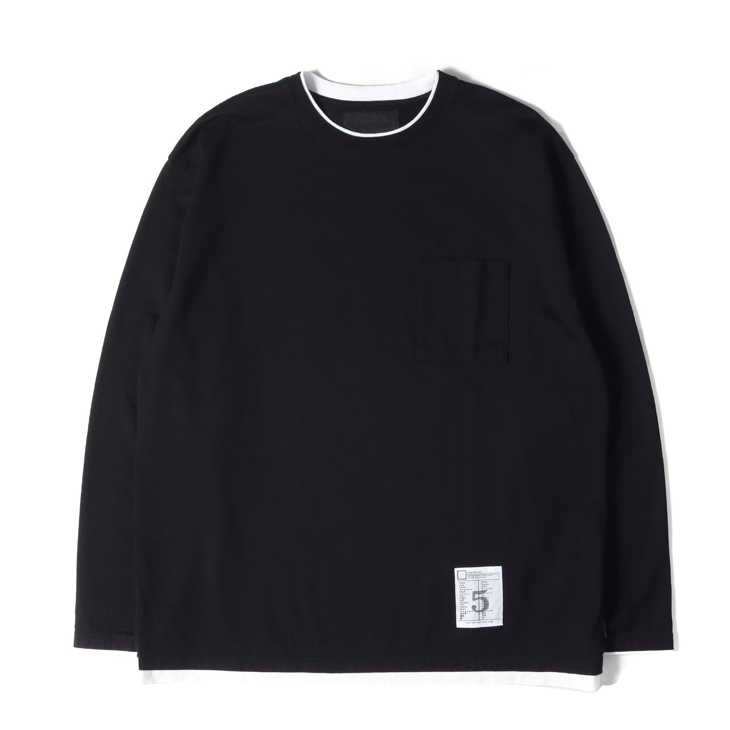 26SS レイヤードデザイン ロングスリーブ ポケット Tシャツ(BW . LAYERED TRIM CREWNECK LS)