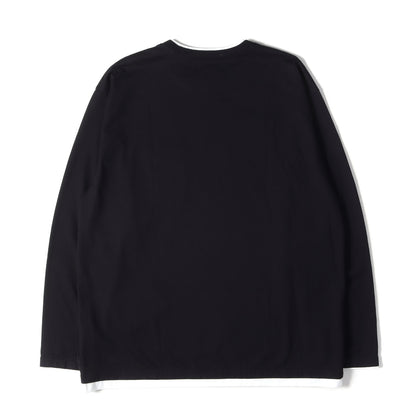 26SS レイヤードデザイン ロングスリーブ ポケット Tシャツ(BW . LAYERED TRIM CREWNECK LS)