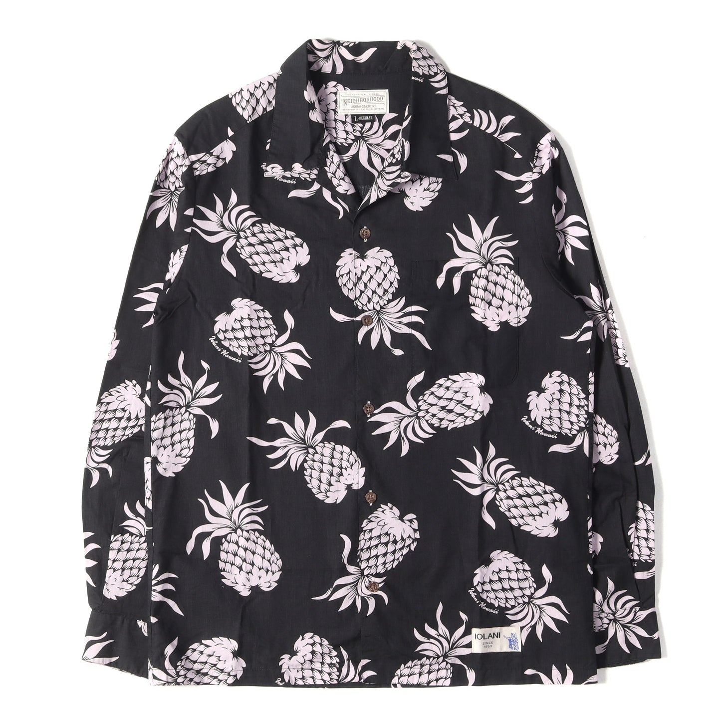 ×IOLANI パイナップル柄 ロングスリーブ アロハシャツ(NHIL. ALOHA / CRE-SHIRT. LS)