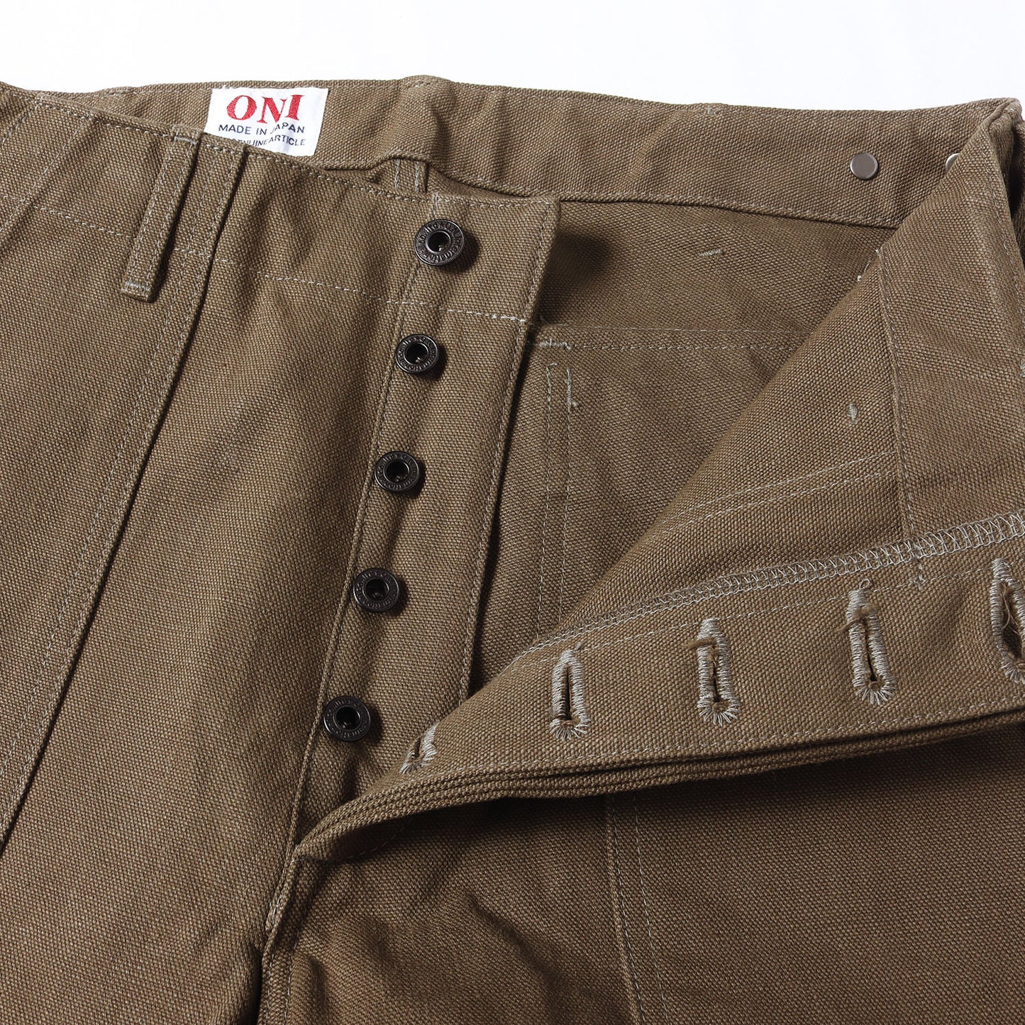 13oz 硫化染め ヘビーオックス ワイドストレート ベイカーパンツ (ONI-207HOX-OLB)