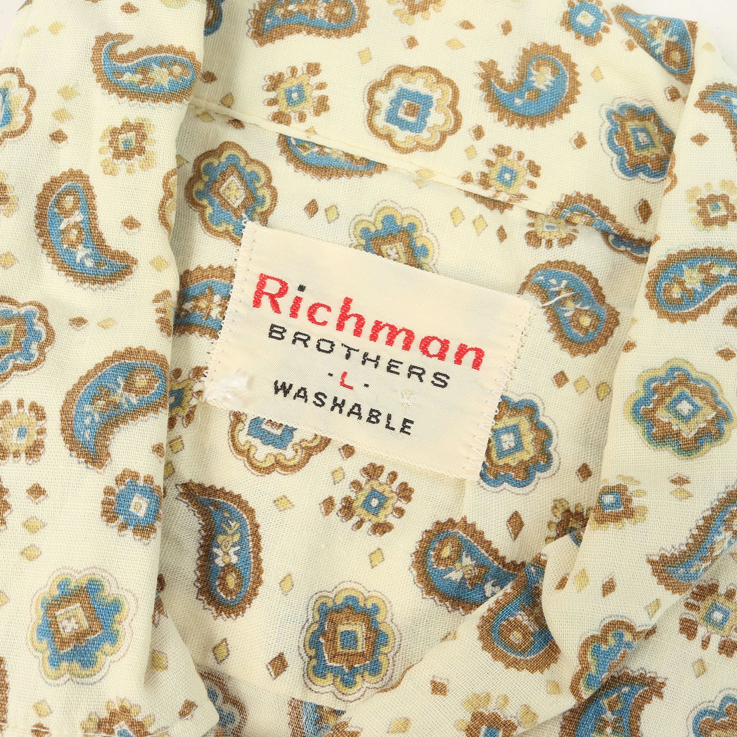 [GOODコンディション] 60s ペイズリー柄 コットン 半袖 ボタンシャツ Richman BROTHERS