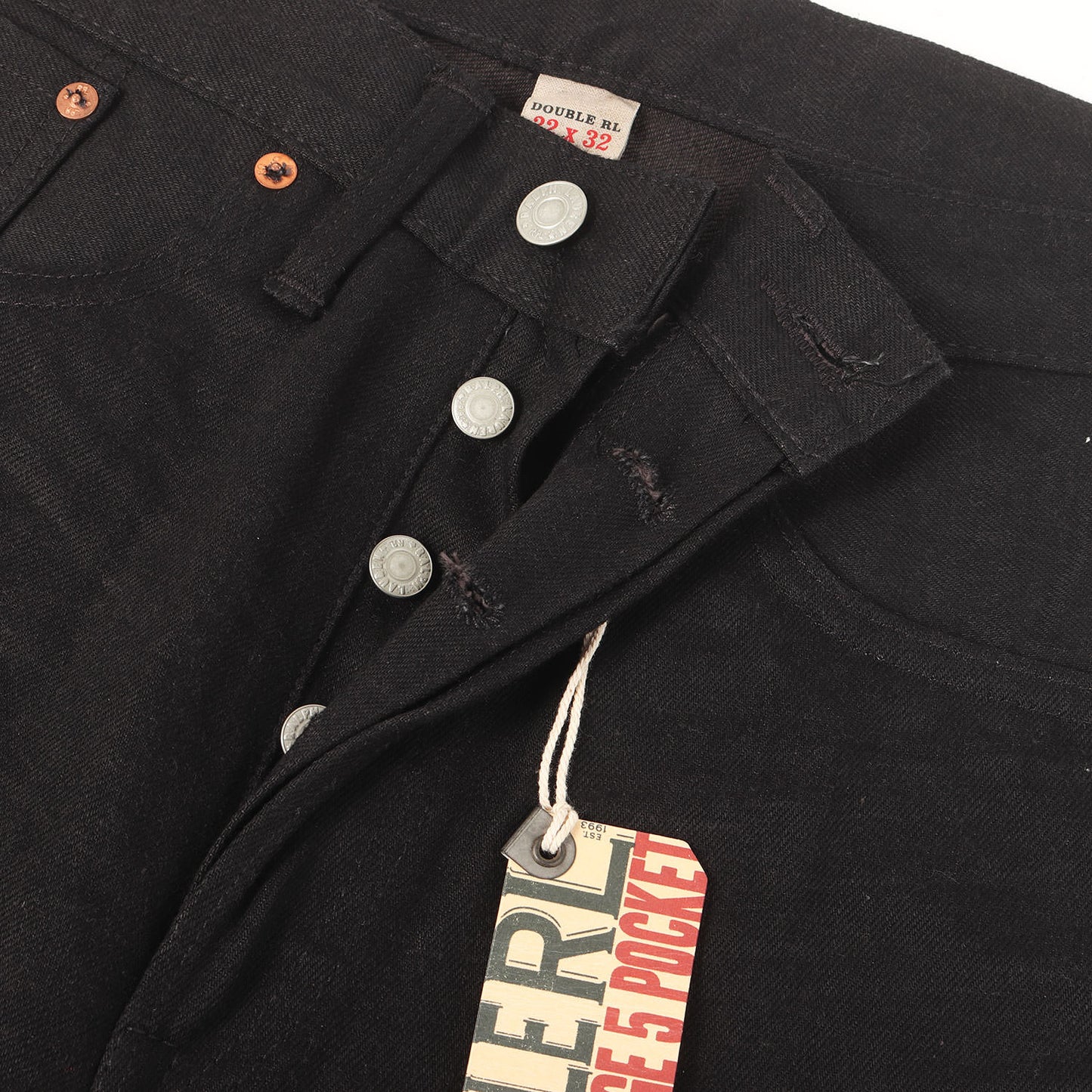 [近年モデル] 5ポケット セルビッチ ブラック デニムパンツ (VINTAGE 5 POCKET JAPAN WOVEN SELVEDGE DENIM) USA製