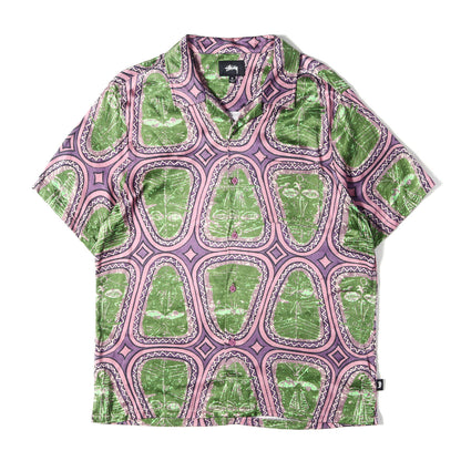 マスク総柄 レーヨン オープンカラー 半袖シャツ(Mask S/S Shirt)