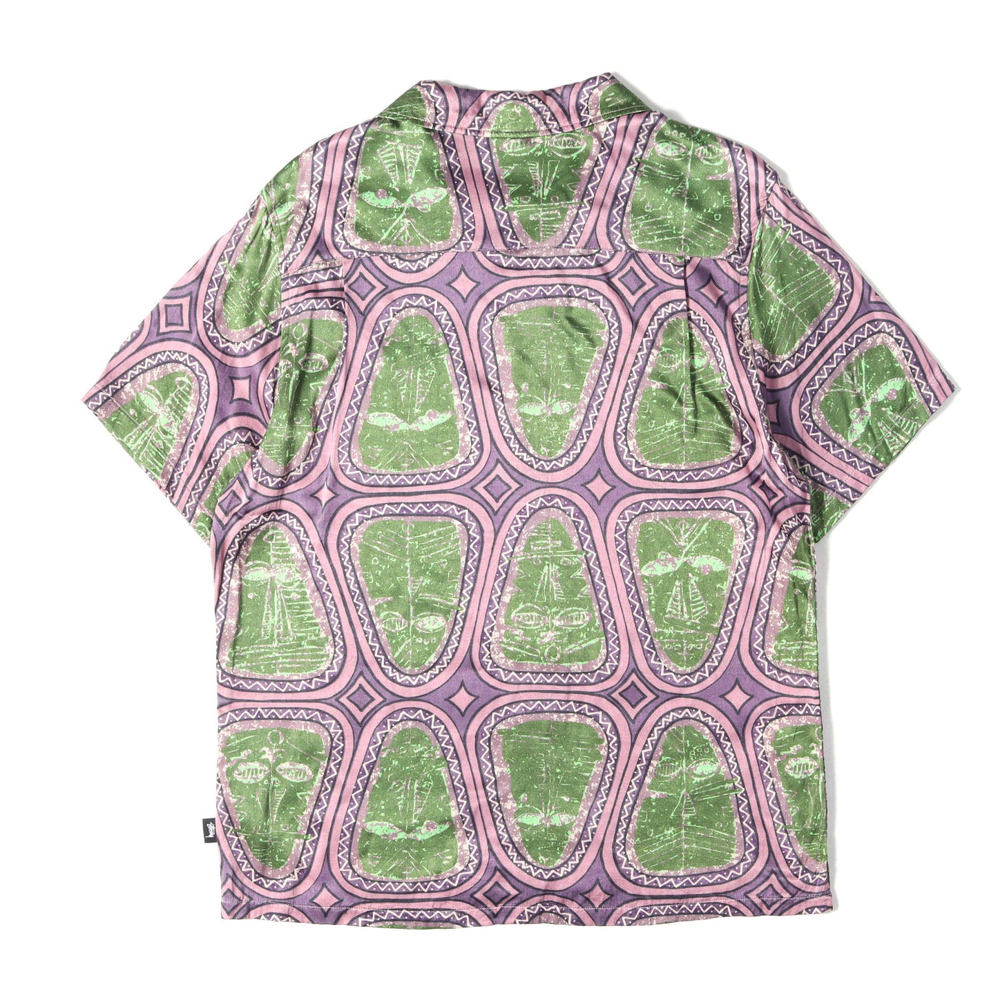 マスク総柄 レーヨン オープンカラー 半袖シャツ(Mask S/S Shirt)