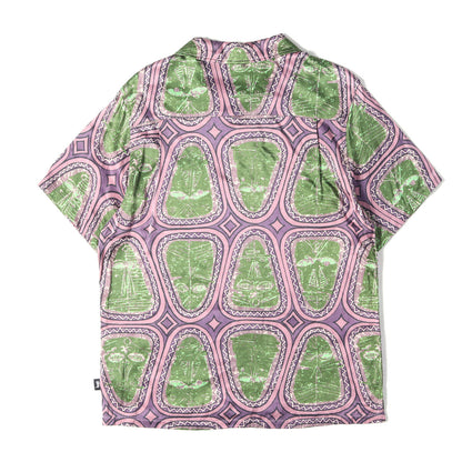 マスク総柄 レーヨン オープンカラー 半袖シャツ(Mask S/S Shirt)