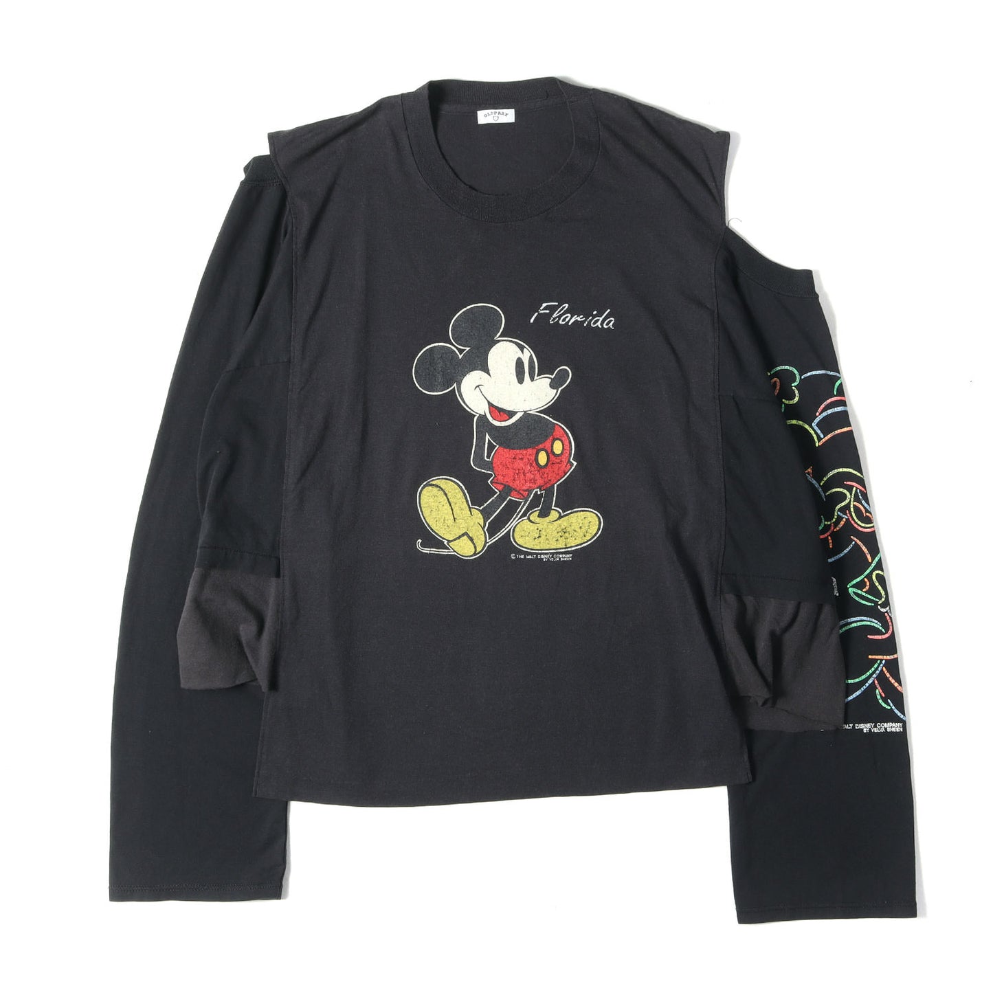古着リメイク 再構築 ミッキーマウス ロングスリーブ Tシャツ