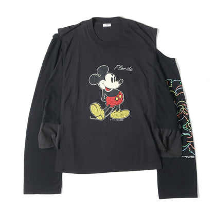 古着リメイク 再構築 ミッキーマウス ロングスリーブ Tシャツ