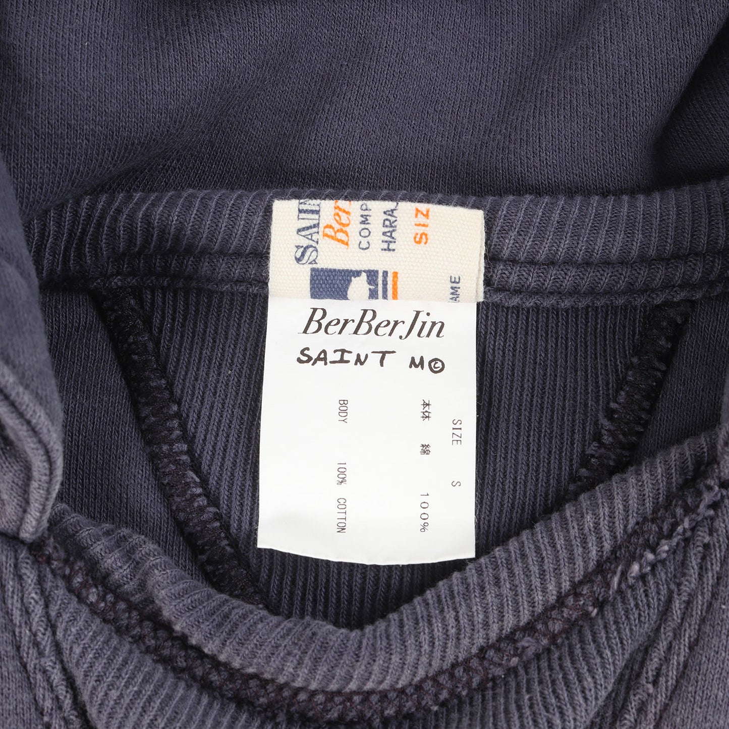 23AW ×Berberjin ヴィンテージ加工 両V 後付け ダブルフェイス スウェットパーカー(BJ CRW SWT M13)