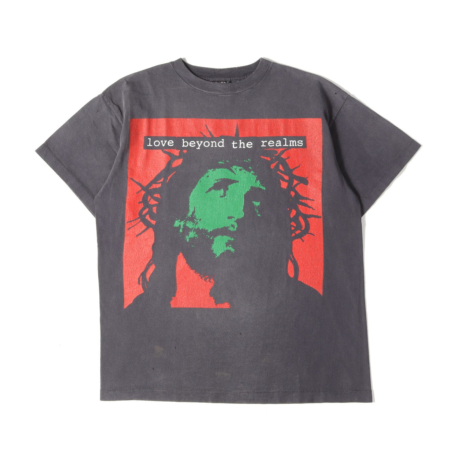 24SS ×河村康輔 ヴィンテージ加工 キリスト Tシャツ(KK_SS TEE / LOVE BEYOND)