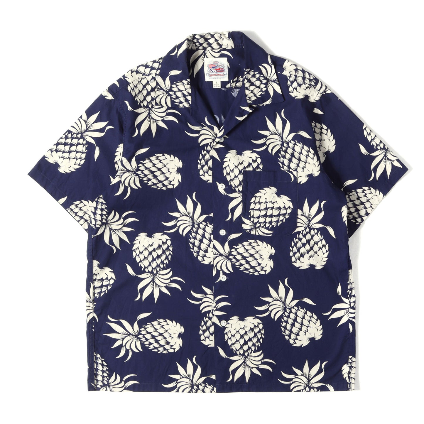 Duke Kahanamoku実名復刻 パイナップル柄 コットン アロハシャツ (DUKES PINEAPPLE)