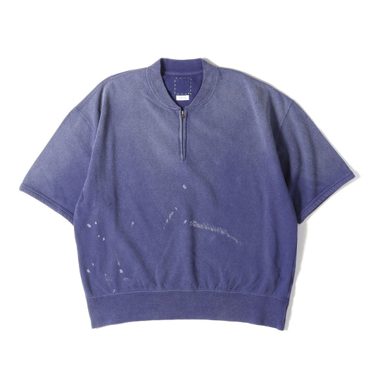 26SS クラッシュ加工 ヘンリージップ 半袖 スウェット(MONDO HENLEY ZIP S/S CRASH)