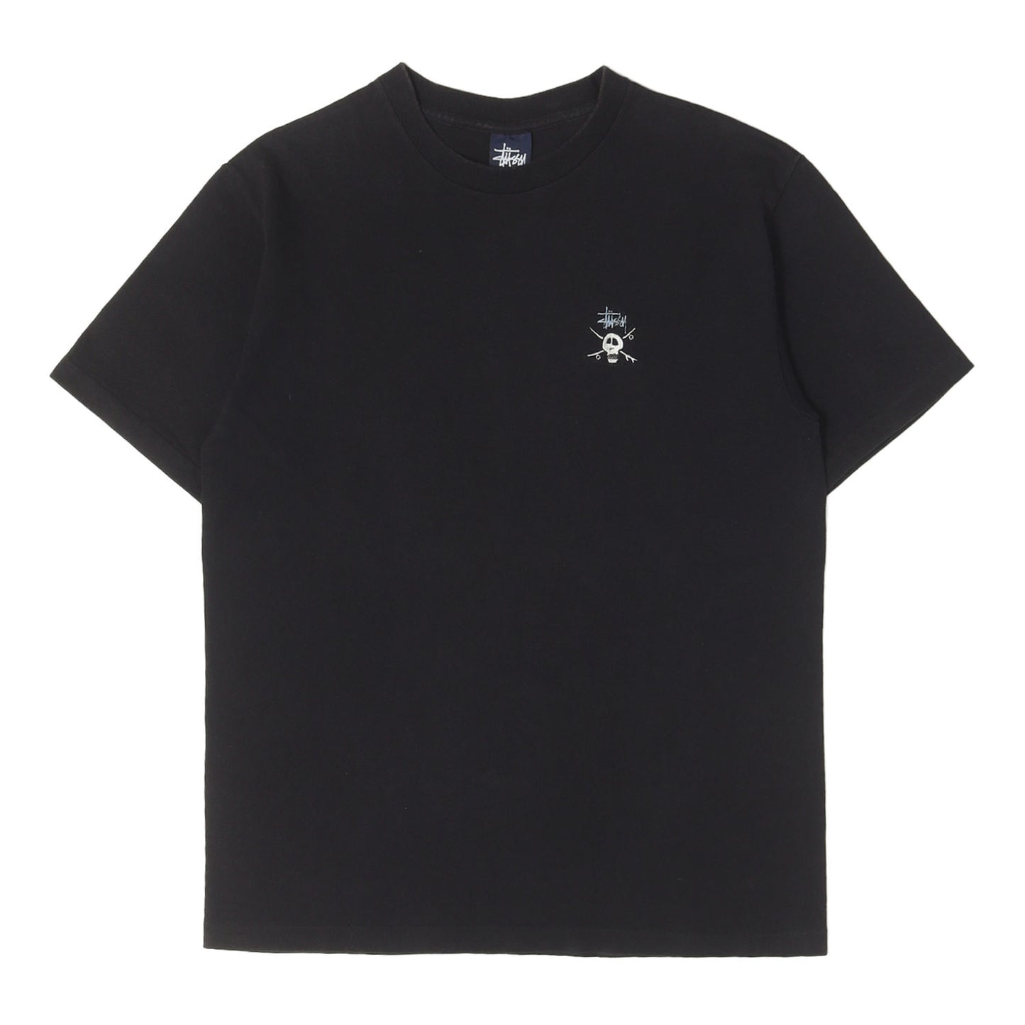 90S OLD STUSSY 紺タグ スケボースカル刺繍 Tシャツ(USA製)