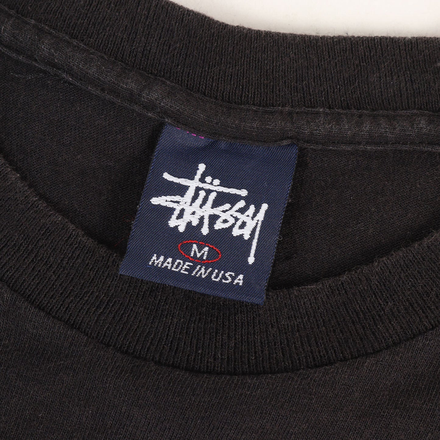 90S OLD STUSSY 紺タグ スケボースカル刺繍 Tシャツ(USA製)