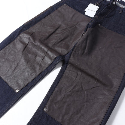 26SS レザーダブルニー デニム ペインターパンツ(LEATHER DOUBLE KNEE DENIM PAINTER PANTS)