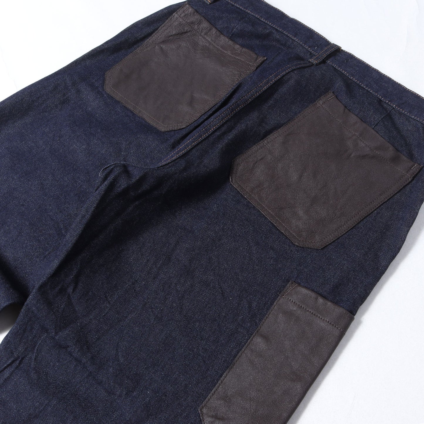 26SS レザーダブルニー デニム ペインターパンツ(LEATHER DOUBLE KNEE DENIM PAINTER PANTS)