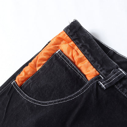 キルティング デザイン バギー デニムパンツ(BAGGY PANTS)