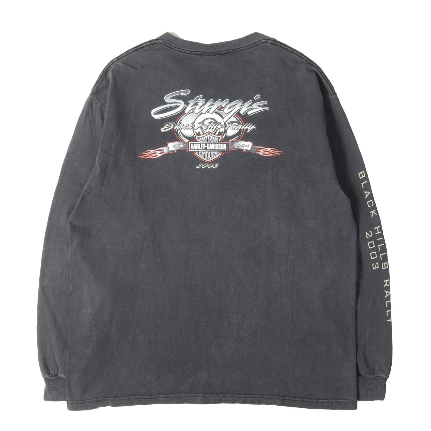 [雰囲気抜群] 00s 4面プリント 袖ロゴ フレイム エンブレム ロングスリーブ Tシャツ USA製