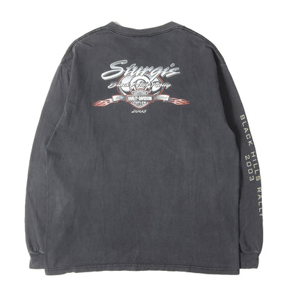 [雰囲気抜群] 00s 4面プリント 袖ロゴ フレイム エンブレム ロングスリーブ Tシャツ USA製