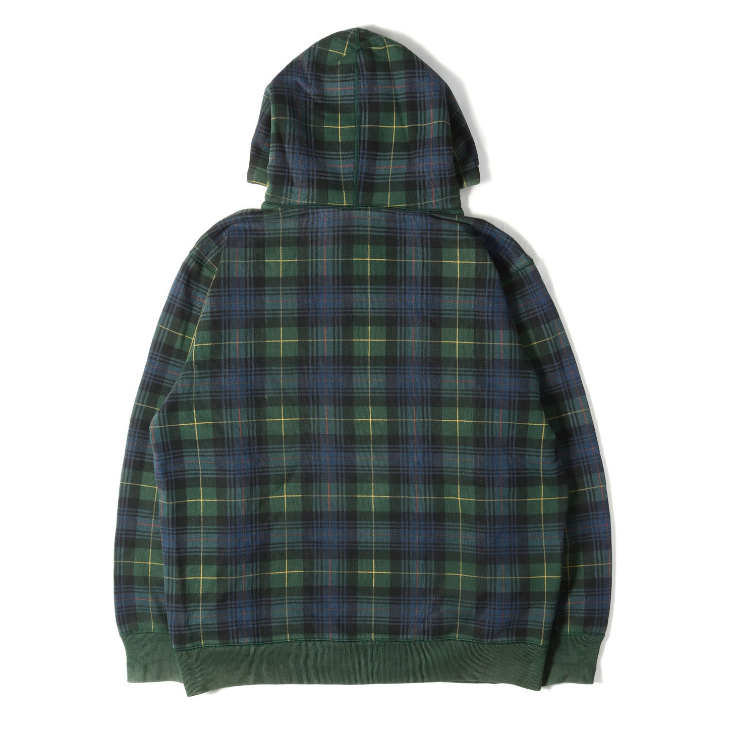 00s エンブレム刺繍 タータンチェック スウェットパーカー(Plaid Crest hoody)