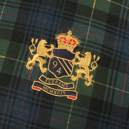 00s エンブレム刺繍 タータンチェック スウェットパーカー(Plaid Crest hoody)