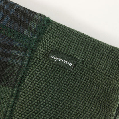 00s エンブレム刺繍 タータンチェック スウェットパーカー(Plaid Crest hoody)