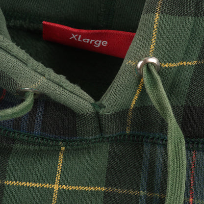 00s エンブレム刺繍 タータンチェック スウェットパーカー(Plaid Crest hoody)