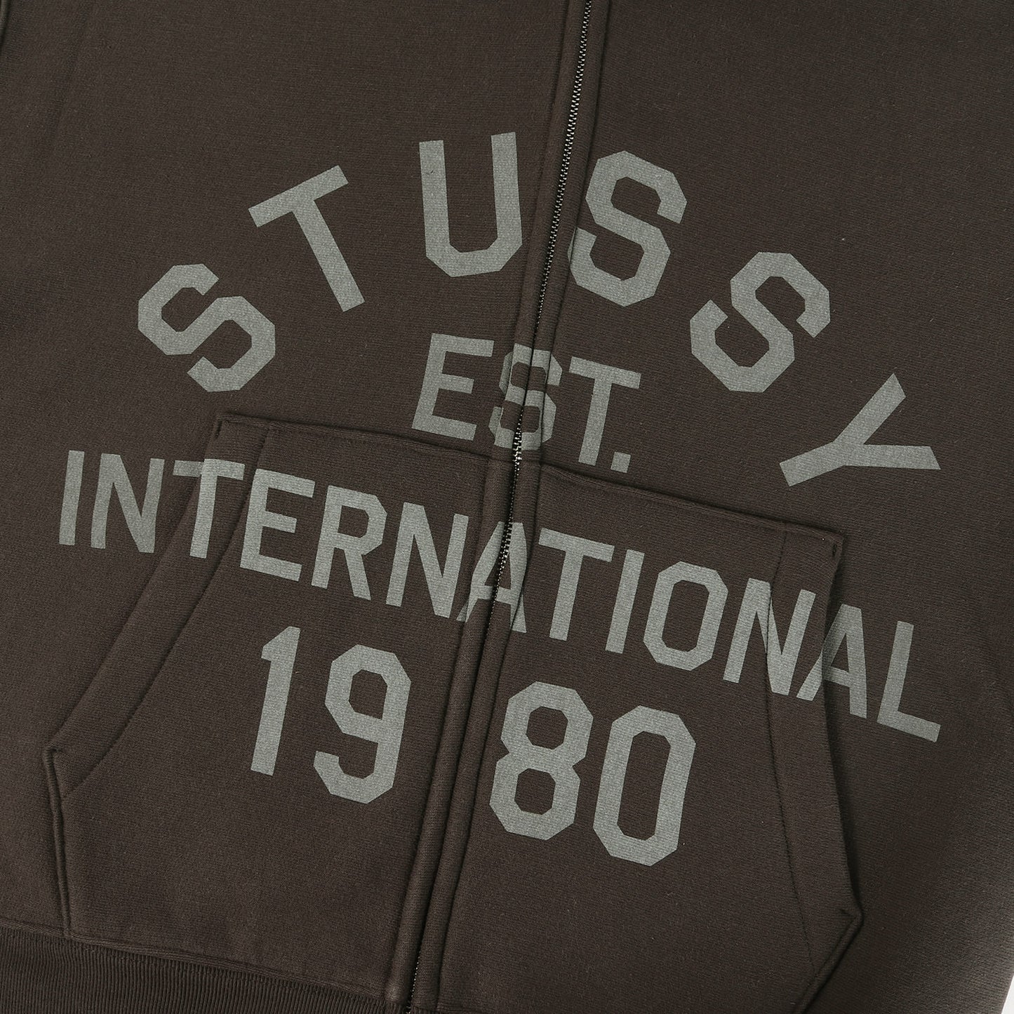 25AW カレッジロゴ ジップ スウェットパーカー(STUSSY EST PRINTED ZIP HOODY)