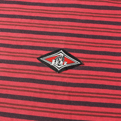 90s アイコンパッチ付き ボーダー クルーネック Tシャツ / USA製 BEAR SURFBOARDS