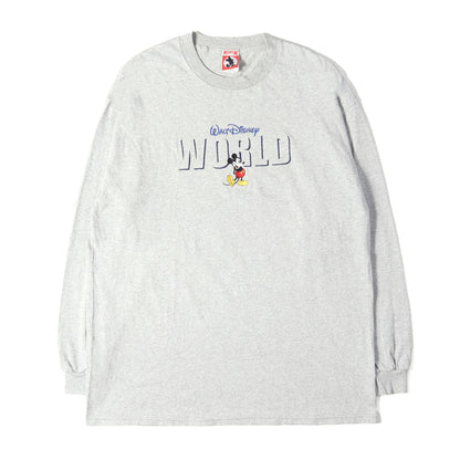 90s ディズニーワールド ミッキーマウス 刺繍 ロングスリーブ Tシャツ USA製