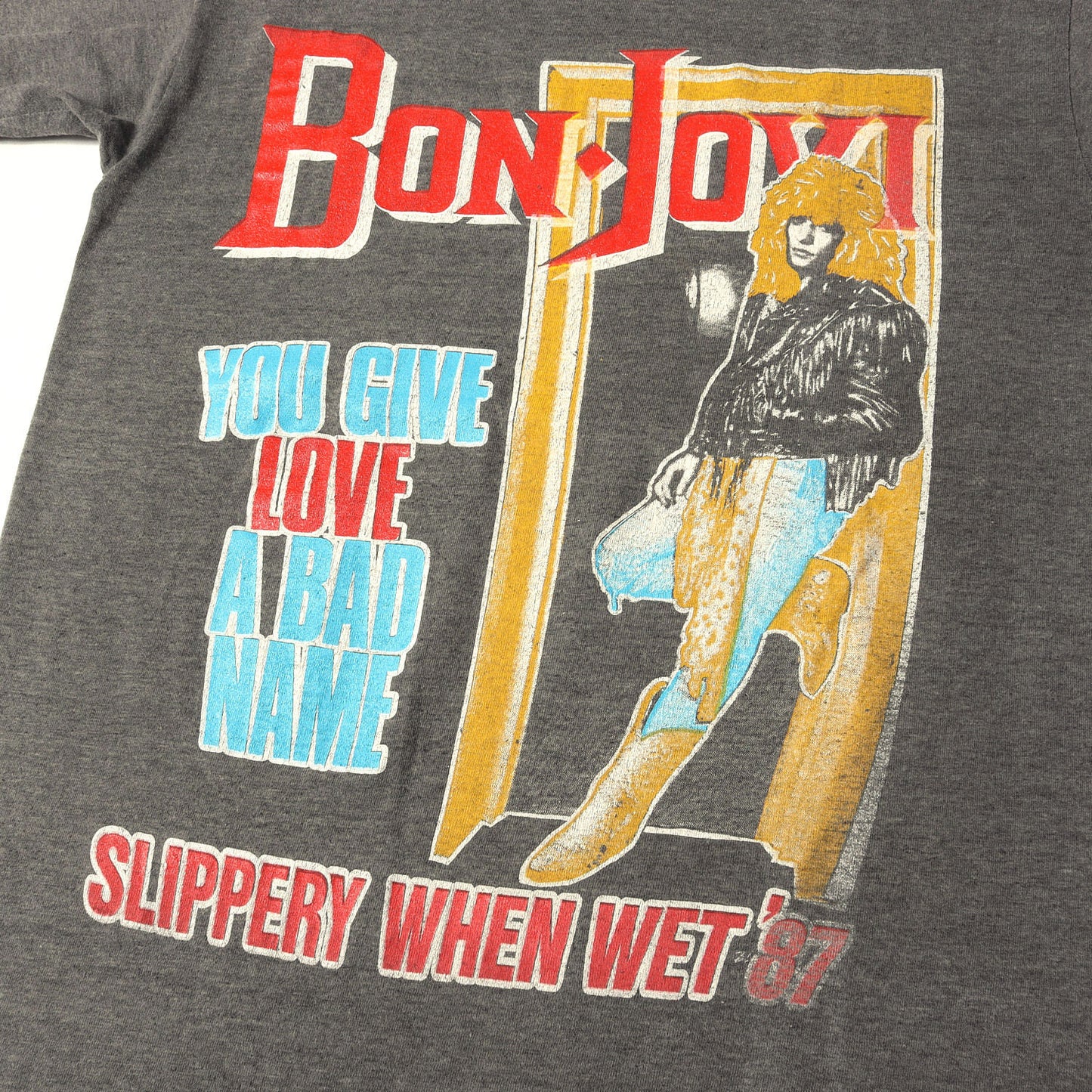 [雰囲気抜群] 80s Bon Jovi Slippery When Wet Tour 87 ボン・ジョヴィ Tシャツ