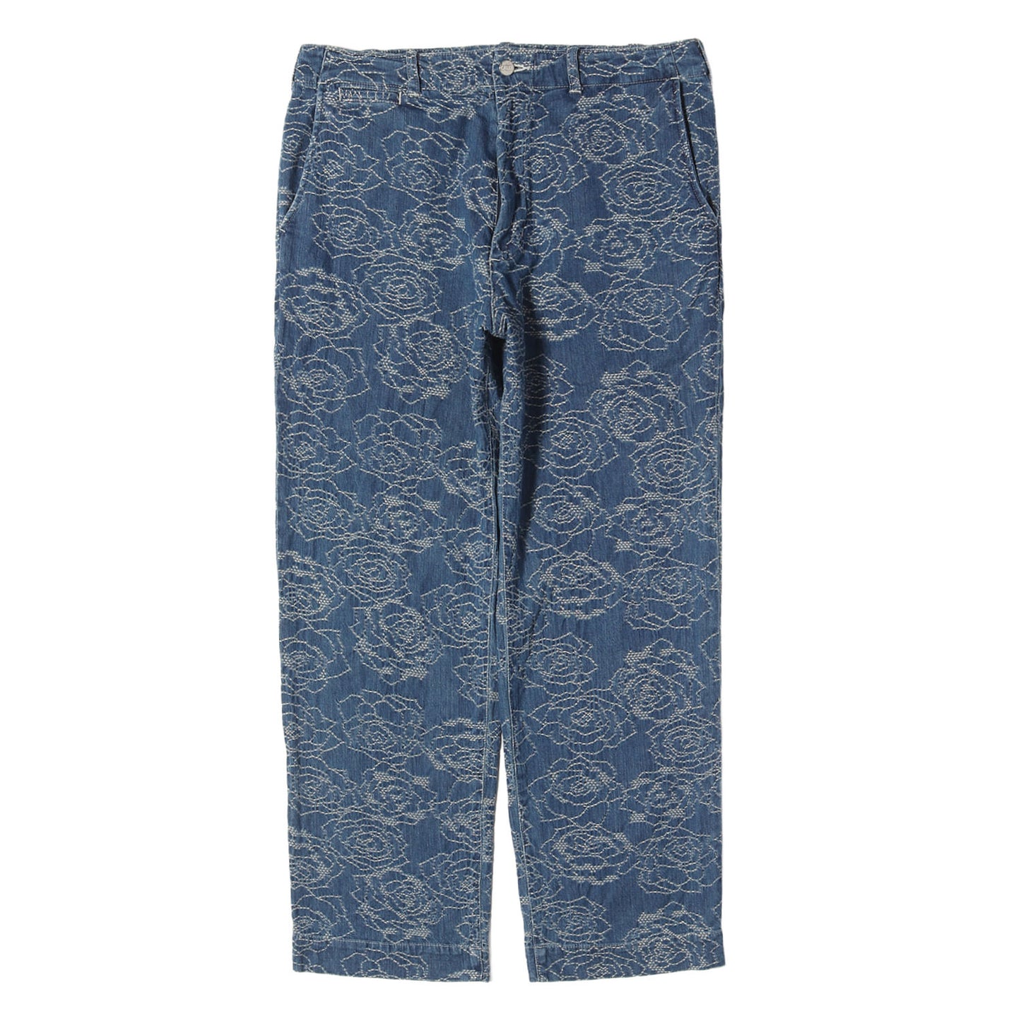 23AW ローズ ジャガード総柄 ワーク デニムパンツ(ROSE PATTERN JACQUARD DENIM SLACKS)