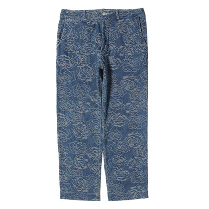 23AW ローズ ジャガード総柄 ワーク デニムパンツ(ROSE PATTERN JACQUARD DENIM SLACKS)