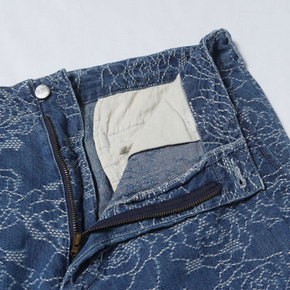 23AW ローズ ジャガード総柄 ワーク デニムパンツ(ROSE PATTERN JACQUARD DENIM SLACKS)