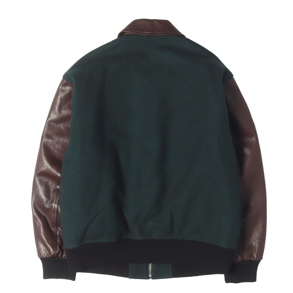 25AW ロゴ刺繍 袖レザー メルトン バーシティジャケット / スタジャン(LEATHER VARSITY JACKET)