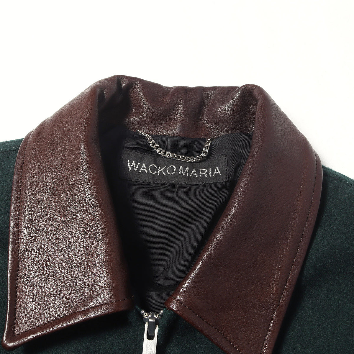 25AW ロゴ刺繍 袖レザー メルトン バーシティジャケット / スタジャン(LEATHER VARSITY JACKET)
