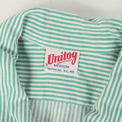 60s マチ付き ヒッコリー ストライプ 半袖 ワーク シャツ / USA製 Unitog ユニトグ