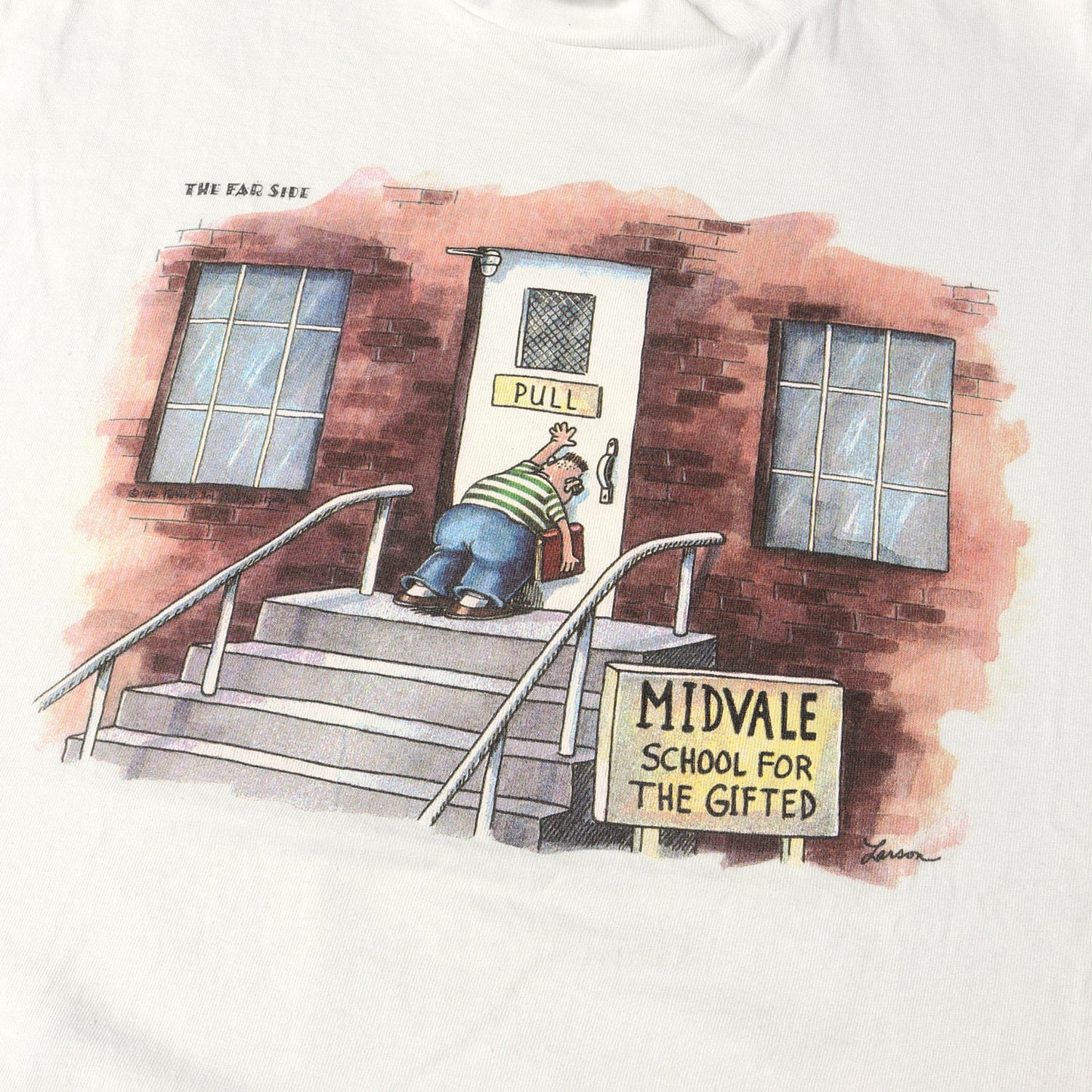 90s ゲイリー・ラーソン イラストプリント Tシャツ (The Far Side) / USA製 ADVANCE ATHLETIC