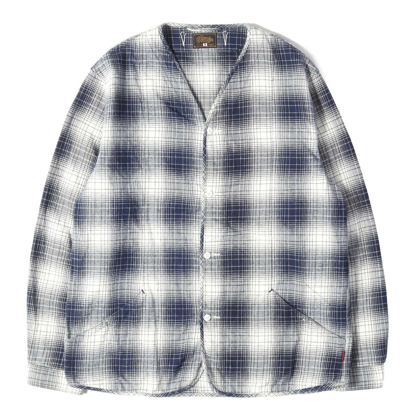 23AW ノーカラー オンブレチェック フランネルシャツ(NO COLLAR SHIRTS OMBRE CHECK)