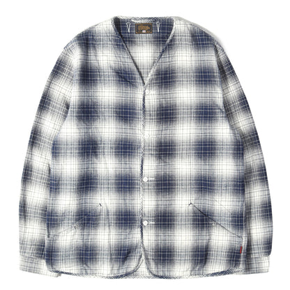 23AW ノーカラー オンブレチェック フランネルシャツ(NO COLLAR SHIRTS OMBRE CHECK)