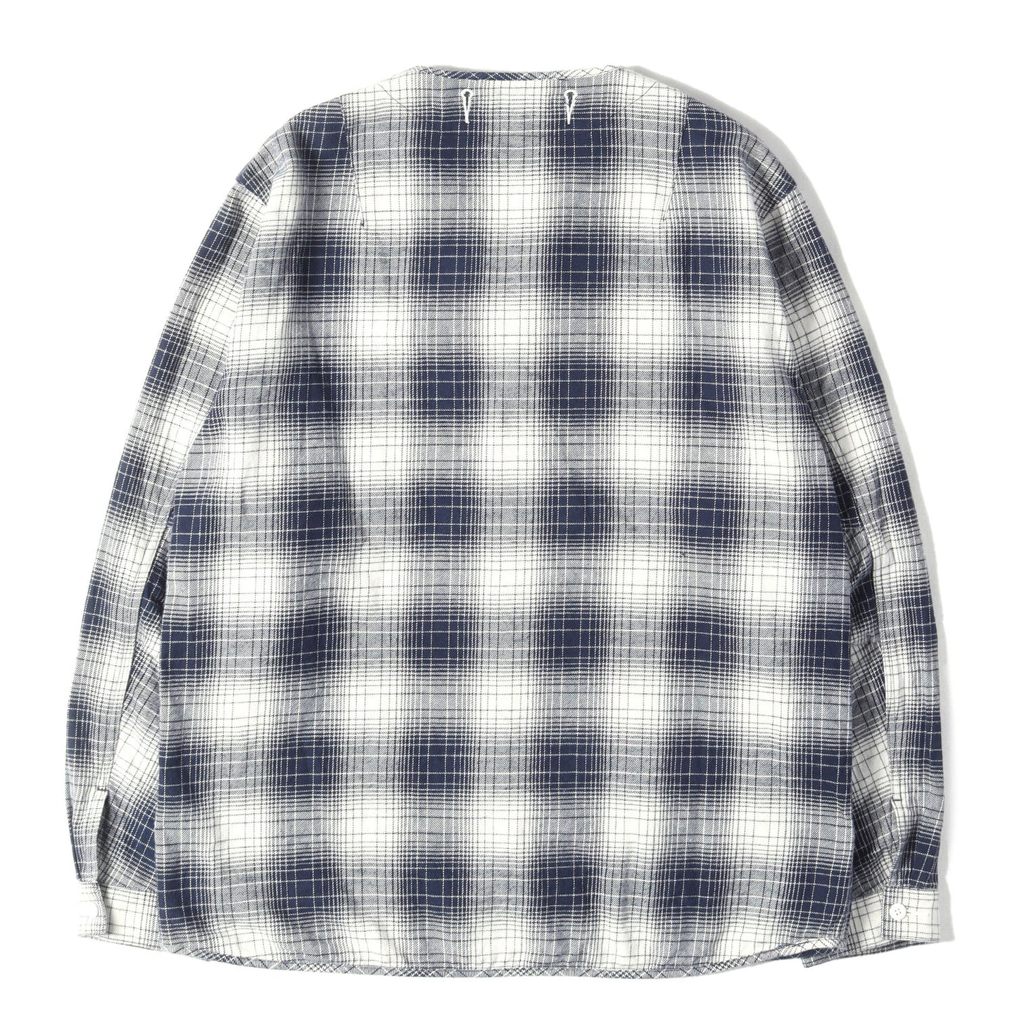 23AW ノーカラー オンブレチェック フランネルシャツ(NO COLLAR SHIRTS OMBRE CHECK)