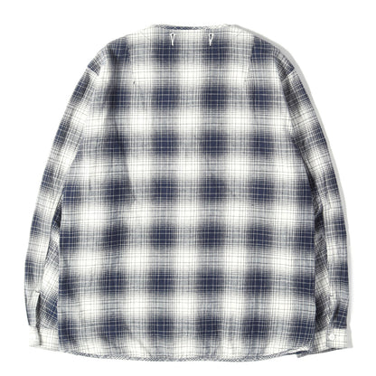 23AW ノーカラー オンブレチェック フランネルシャツ(NO COLLAR SHIRTS OMBRE CHECK)